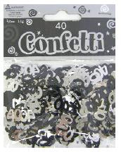 EUROWRAP 40TH BIRTHDAY BLACK AND SILVER CONFETTI - 14G