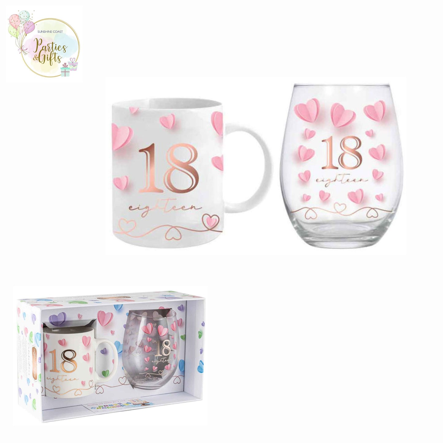 18TH BIRTHDAY MUG AND STEMLESS GLASS GIFT SET