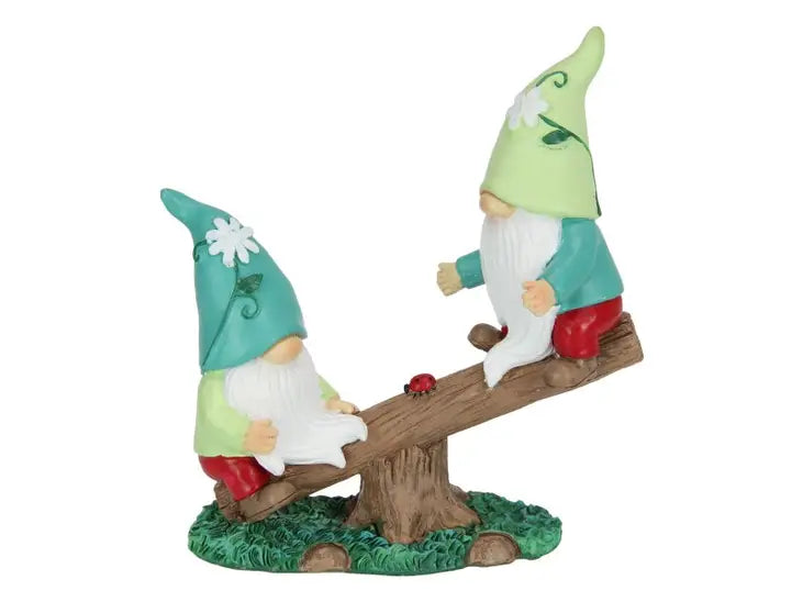GARDEN GNOMES ON SEESAW - 18.5CM