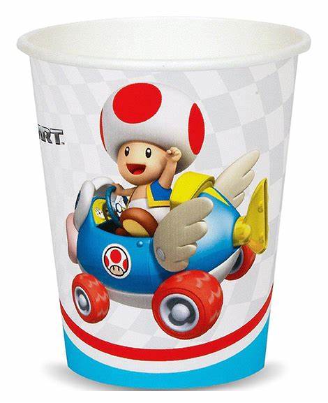 SUPER MARIO BROS MARIOKART WII 266ML PAPER CUPS - PACK OF 8