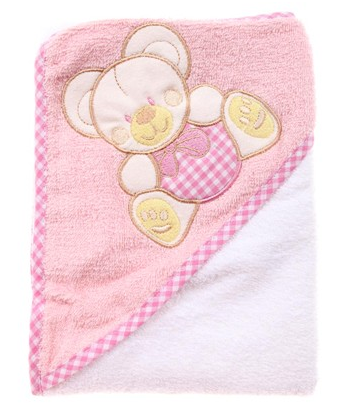 SNUGZEEZ HOODED TOWEL - PINK BEAR