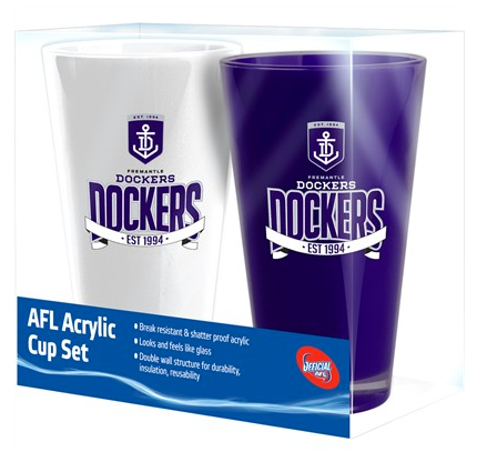 AFL FREMANTLE DOCKERS ACRYLIC CUP SET - PACK OF 2