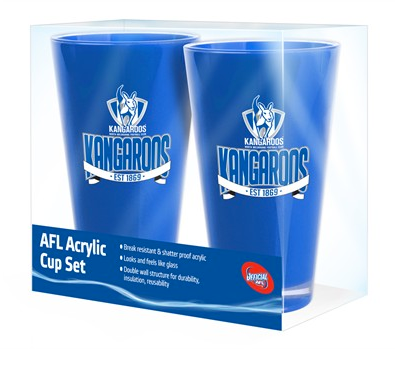 AFL NORTH MELBOURNE KANGAROOS ACRYLIC CUP SET - PACK OF 2