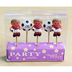 SOCCER BOY & SOCCER BALLS BIRTHDAY CANDLE SET - 5 PACK