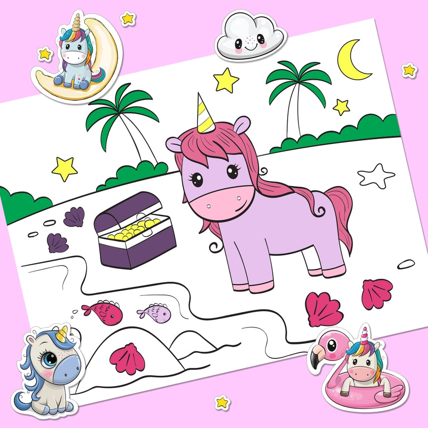 HINKLER KALEIDOSCOPE COLOURING UNICORNS AND FRIENDS COLOURING & ACTIVITY SET WITH LAP DESK