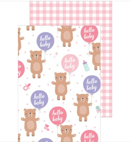 GIFT WRAP - DOUBLE SIDED - BABY GIRL / PINK STRIPES