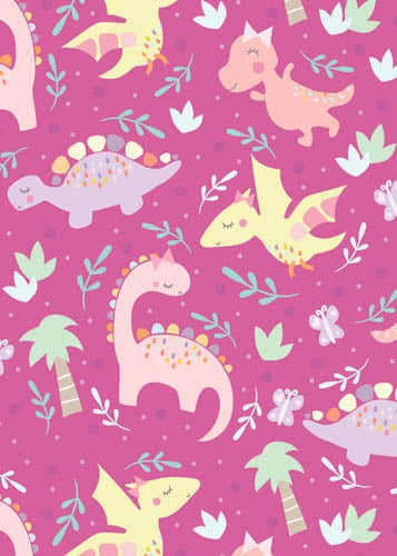 GIFT WRAP - PINK DINOSAURS