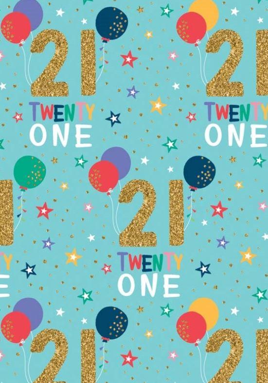 GIFT WRAP - 21ST BIRTHDAY BLUE