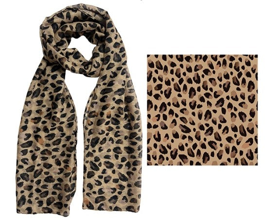 FRANKIE & ME DESIGNER POLYESTER SCARF - LEOPARD PRINT