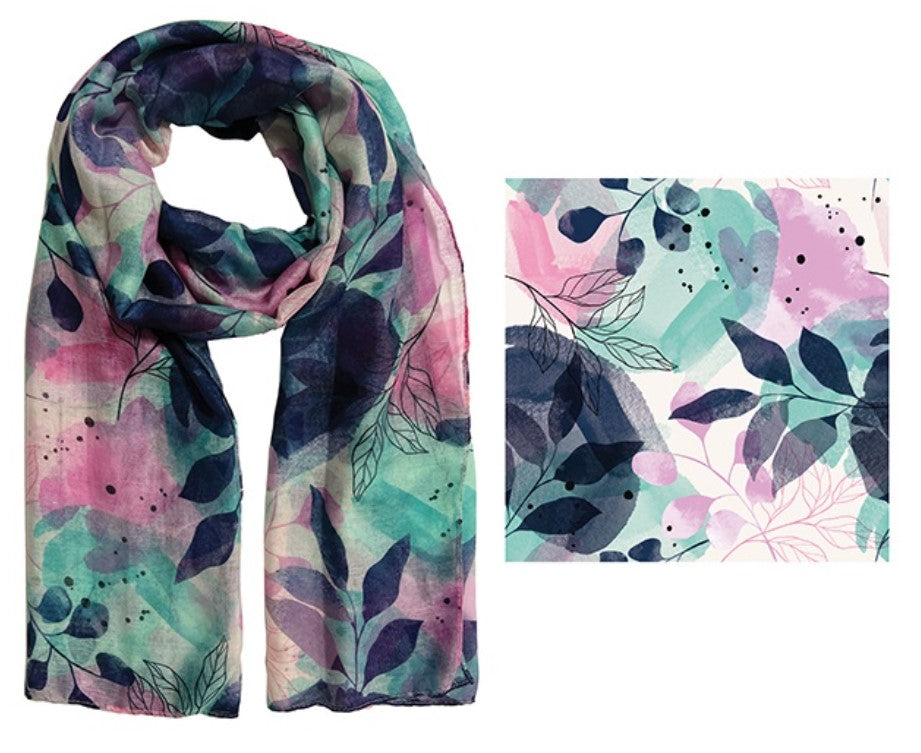 FRANKIE & ME DESIGNER POLYESTER SCARF - WATERCOLOUR FLORAL PRINT