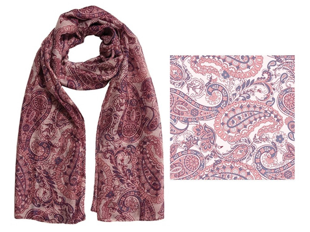 FRANKIE & ME DESIGNER POLYESTER SCARF - PAISLEY PRINT