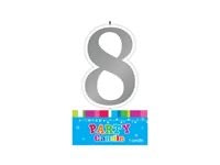 SILVER NUMBER 8 CANDLE