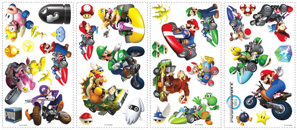 ROOMMATES SUPER MARIO BROS MARIOKART WII REMOVABLE WALL STICKERS - 34 STICKERS