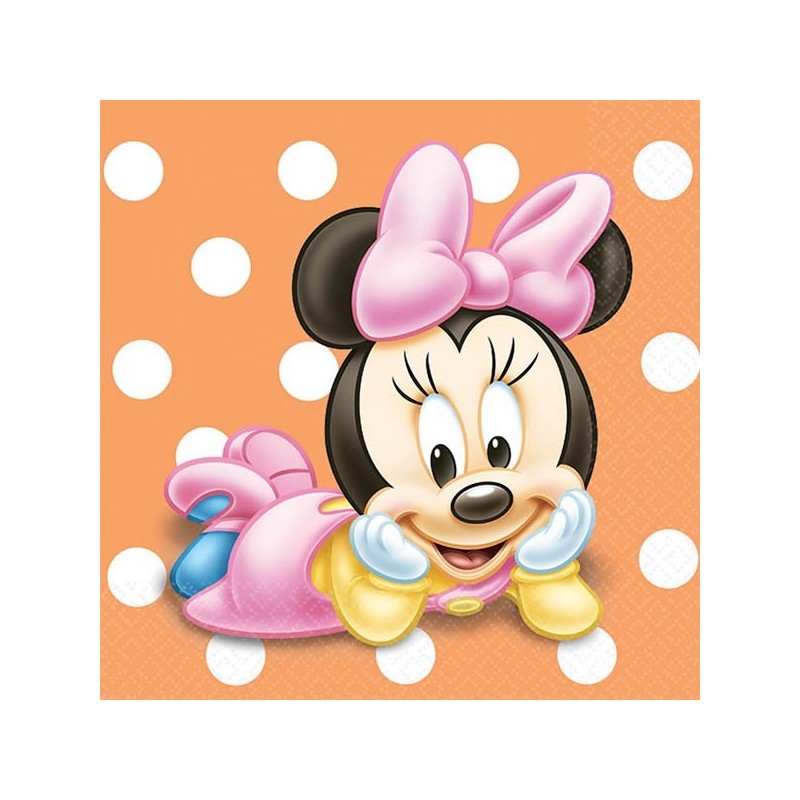 MINNIE MOUSE 1ST BIRTHDAY BEVERAGE NAPKINS - PACK OF 16