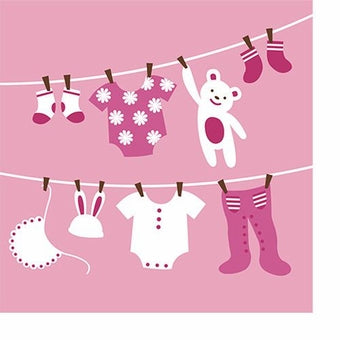 BABY SHOWER CUTE AS A BUTTON GIRL BEVERAGE NAPKINS - PACK OF 16