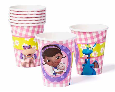 DISNEY DOC MCSTUFFINS 266ML PAPER CUPS - PACK OF 8