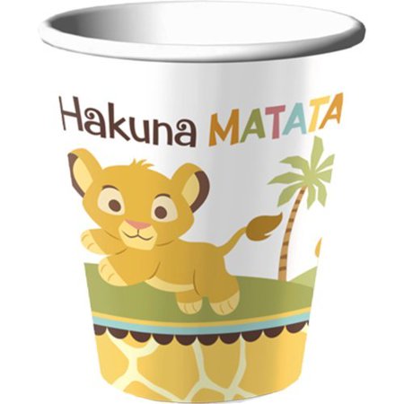 BABY SHOWER LION KING SWEET CIRCLE 266ML PAPER CUPS - PACK OF 8