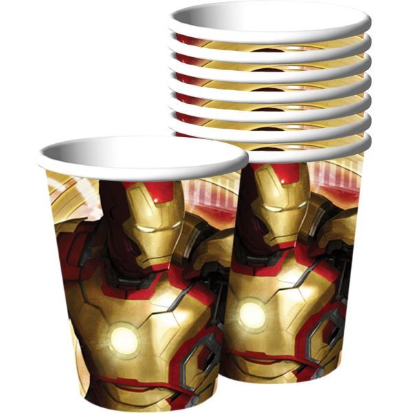 IRON MAN 3 266ML PAPER CUPS - PACK OF 8