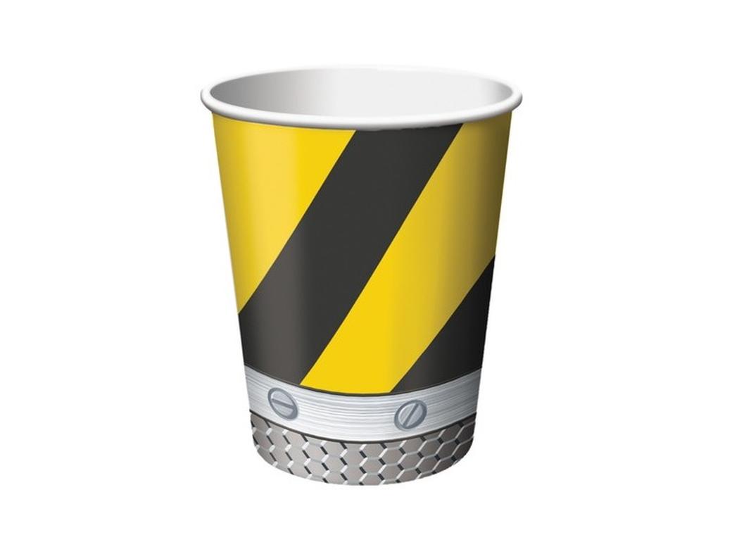 CONSTRUCTION BIRTHDAY ZONE 266ML PAPER CUPS - PACK OF 8
