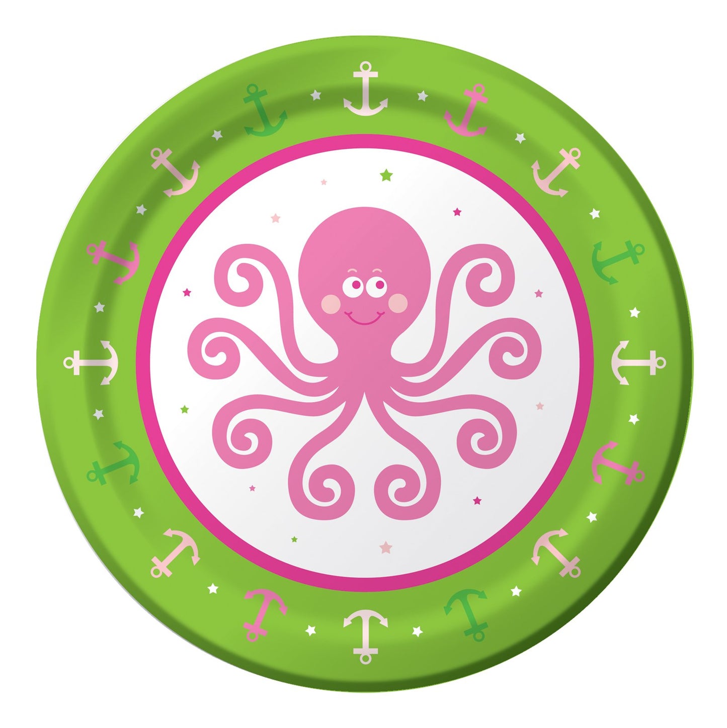 BABY SHOWER OCEAN PREPPY GIRL ROUND PAPER PLATES 17.1CM - PACK OF 8