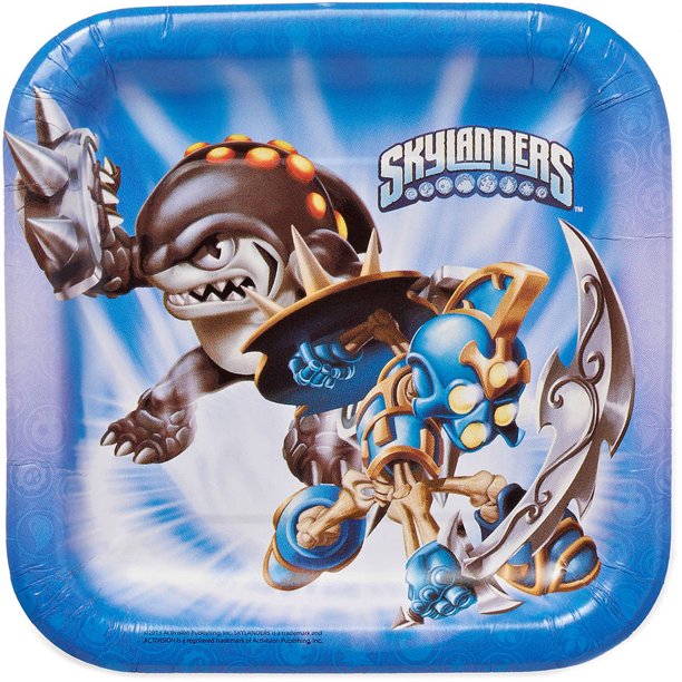 SKYLANDERS SQUARE PAPER PLATES 17.8CM - PACK OF 8