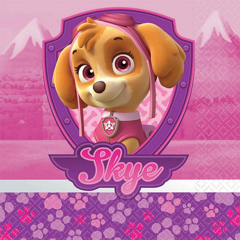 PAW PATROL GIRL BEVERAGE NAPKINS - PACK OF 16