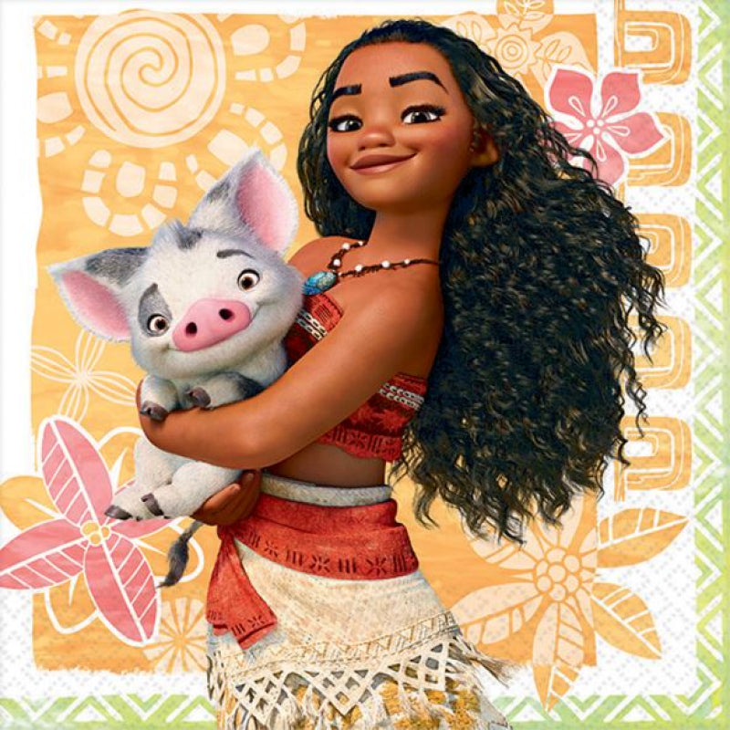DISNEY MOANA BEVERAGE NAPKINS - PACK OF 16