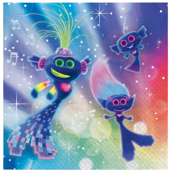TROLLS WORLD TOUR BEVERAGE NAPKINS - PACK OF 16