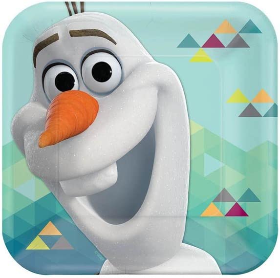 DISNEY FROZEN OLAF SQUARE PAPER PLATES 17.8CM - PACK OF 8