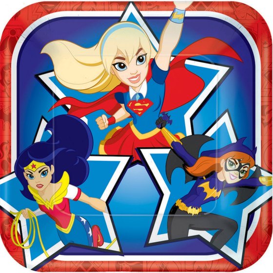 DC SUPER HERO GIRLS SQUARE PAPER PLATES 17.8CM ROUND - PACK OF 8