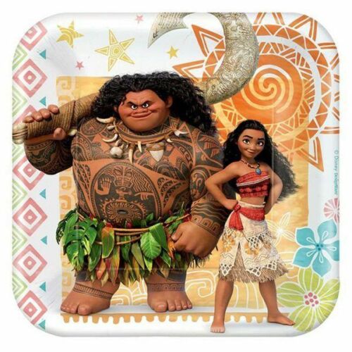 DISNEY MOANA SQUARE PAPER PLATES 17.8CM - PACK OF 8