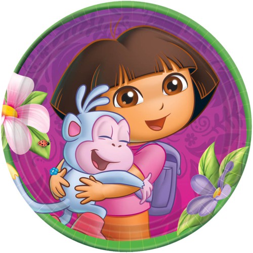 DORA THE EXPLORER DORA'S FLOWER ADVENTURE ROUND PAPER PLATES 17.8CM - PACK OF 8