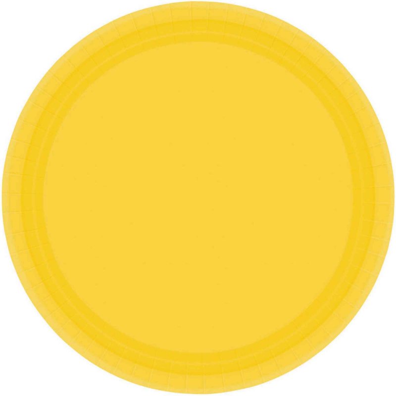 SUNSHINE YELLOW PAPER PLATES 22.9CM ROUND - PACK OF 8