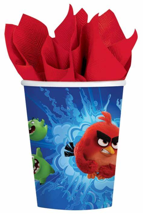 ANGRY BIRDS MOVIE 266ML PAPER CUPS - PACK OF 8