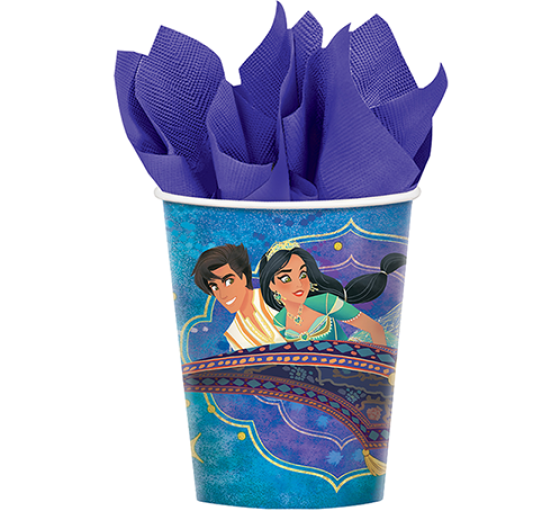 DISNEY ALADDIN 266ML PAPER CUPS - PACK OF 8