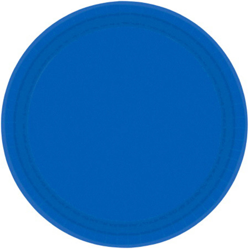 ROYAL BLUE PAPER PLATES 17.7CM ROUND - PACK OF 20