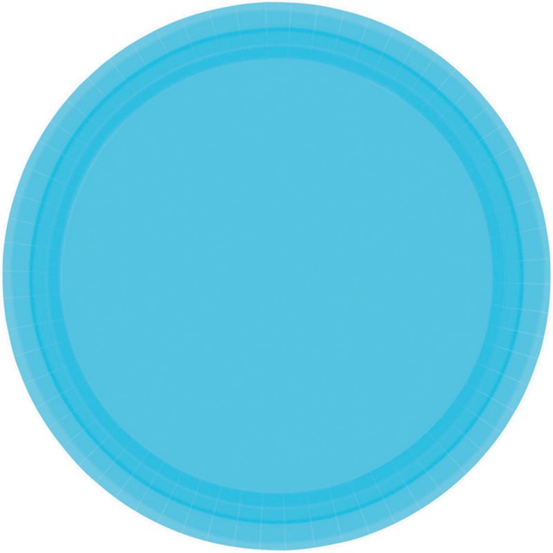 CARIBBEAN BLUE PAPER PLATES 17.7CM ROUND - PACK OF 20