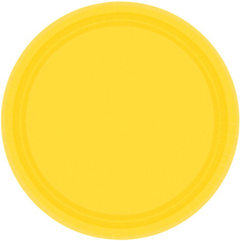 SUNSHINE YELLOW PAPER PLATES 23CM ROUND - PACK OF 20