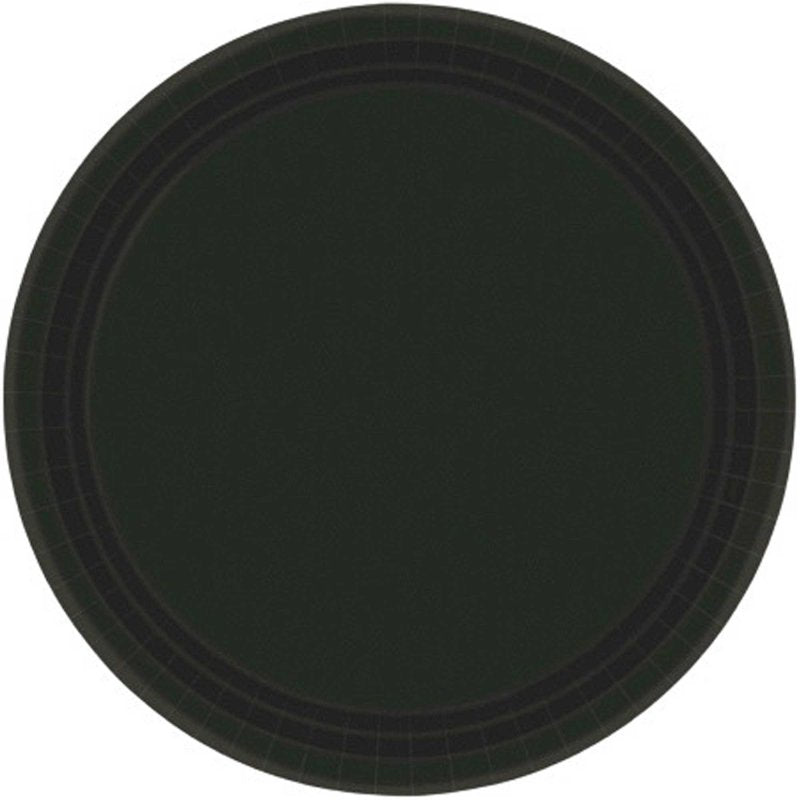 JET BLACK PAPER PLATES 23CM ROUND - PACK OF 20