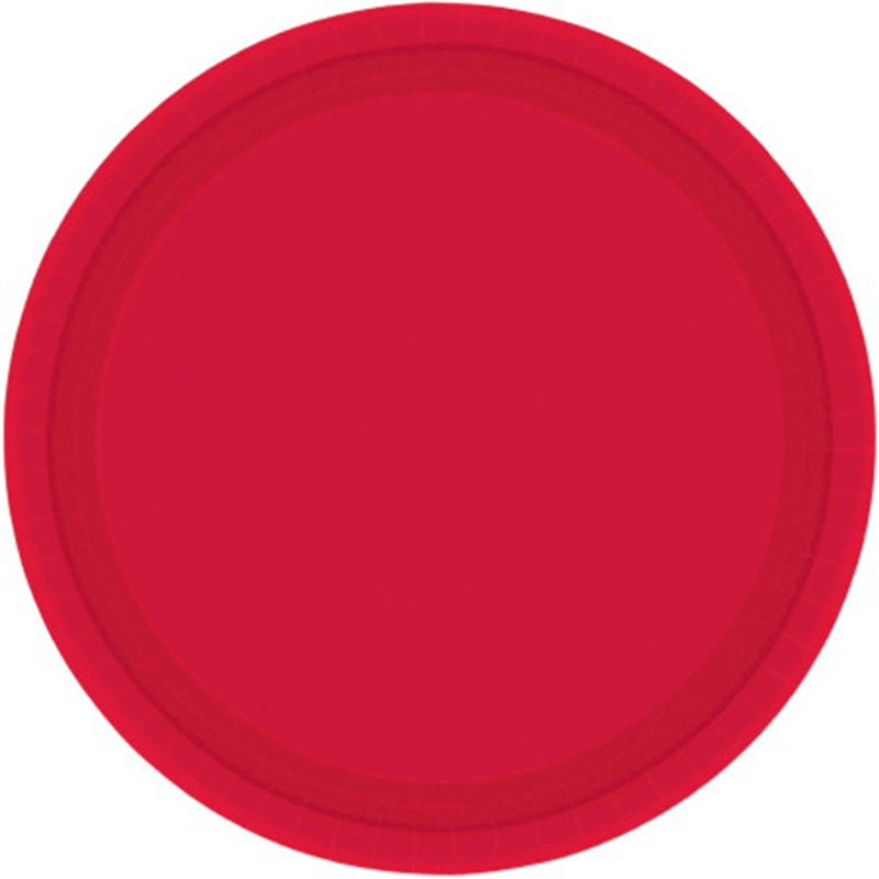 APPLE RED PAPER PLATES 23CM ROUND - PACK OF 20