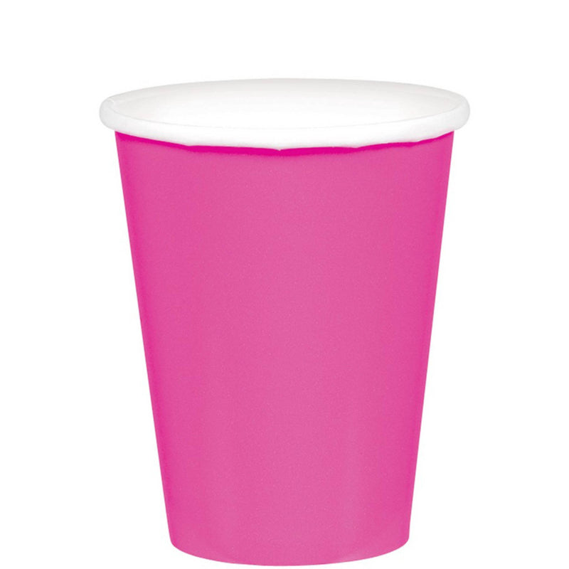 BRIGHT PINK PAPER 266ML CUPS - PACK OF 20