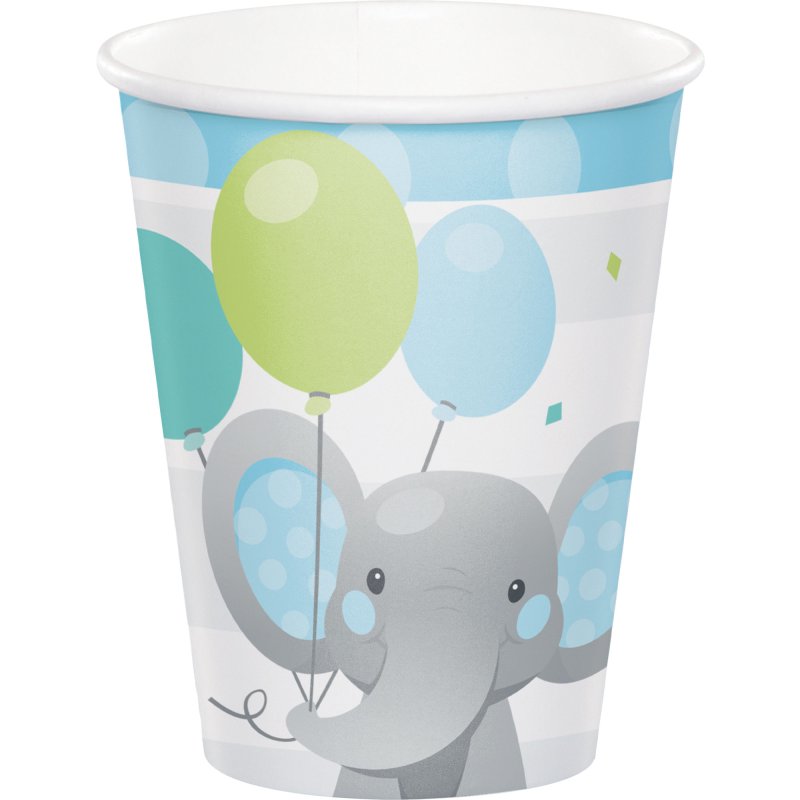 ENCHANTING ELEPHANTS BOY 266ML CUPS - PACK OF 8