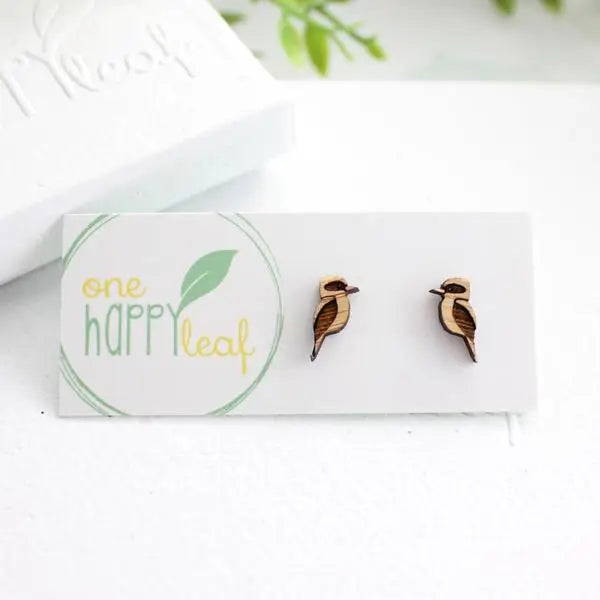 BAMBOO WOOD STUD EARRINGS - KOOKABURRA