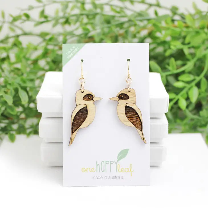 BAMBOO WOOD DANGLE EARRINGS - KOOKABURRA