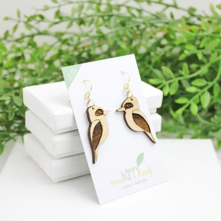 BAMBOO WOOD DANGLE EARRINGS - KOOKABURRA