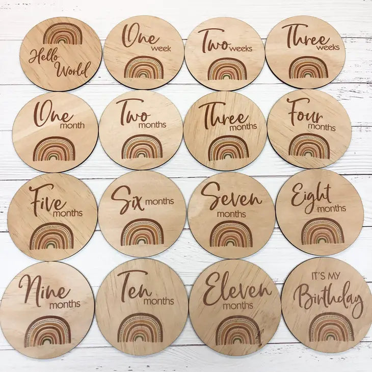 RAINBOW BABY MILESTONE DISCS - 16 PIECE SET