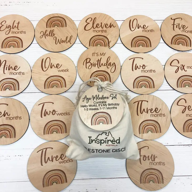 RAINBOW BABY MILESTONE DISCS - 16 PIECE SET