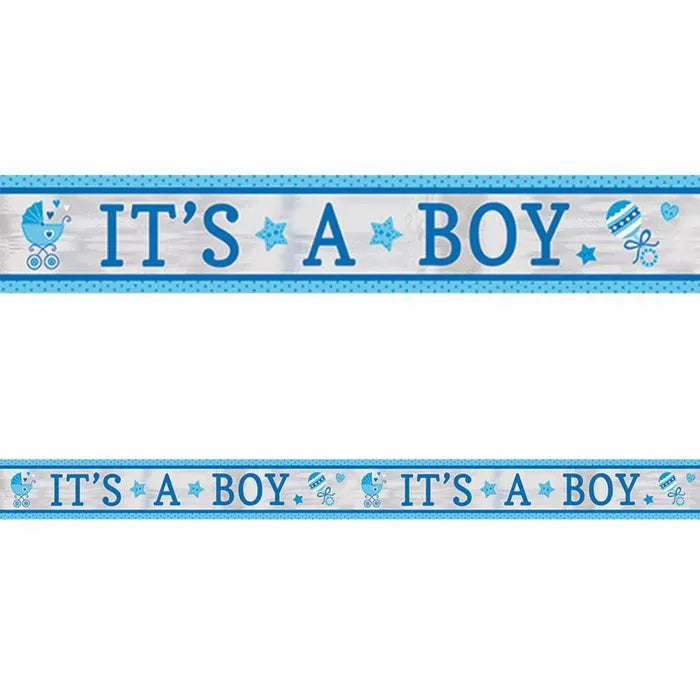 IT'S A BOY BABY SHOWER FOIL BANNER - 7.62M