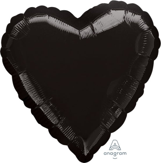 BLACK HEART FOIL BALLOON - 43CM