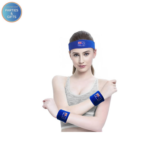 AUSTRALIAN HEAD & WRIST BAND SET